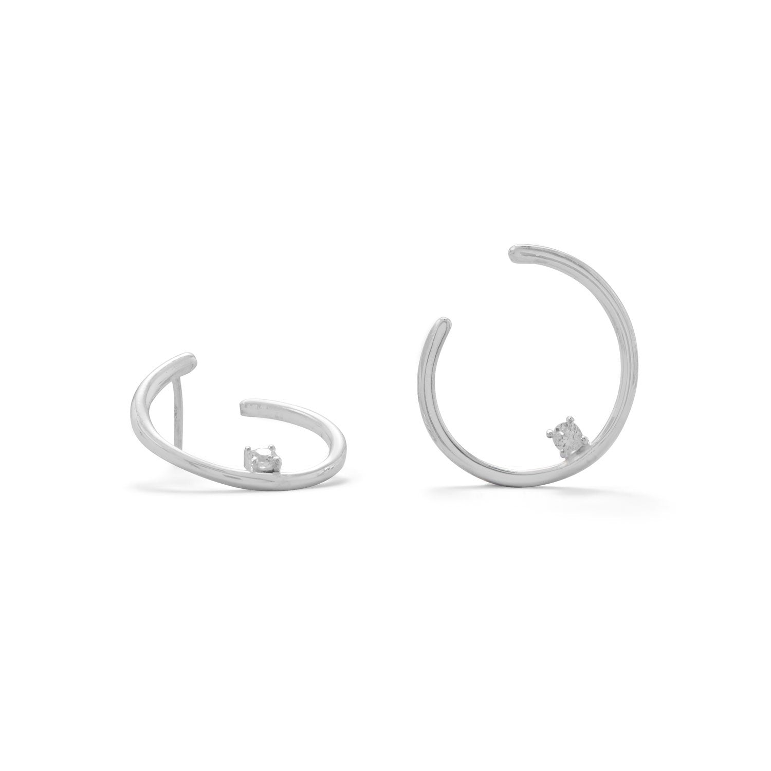 Polished Wrap CZ Post Earring - Joyeria Lady