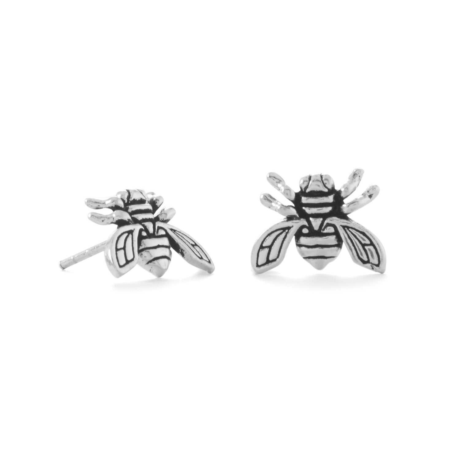 "Be the Buzz!" Oxidized Buzzing Bee Stud Earrings - Joyeria Lady
