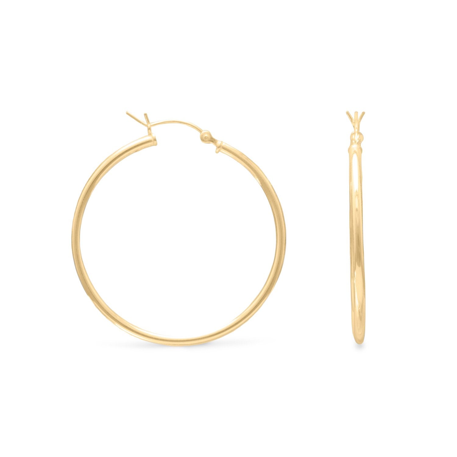 2mm x 35mm Gold Plated Click Hoop - Joyeria Lady