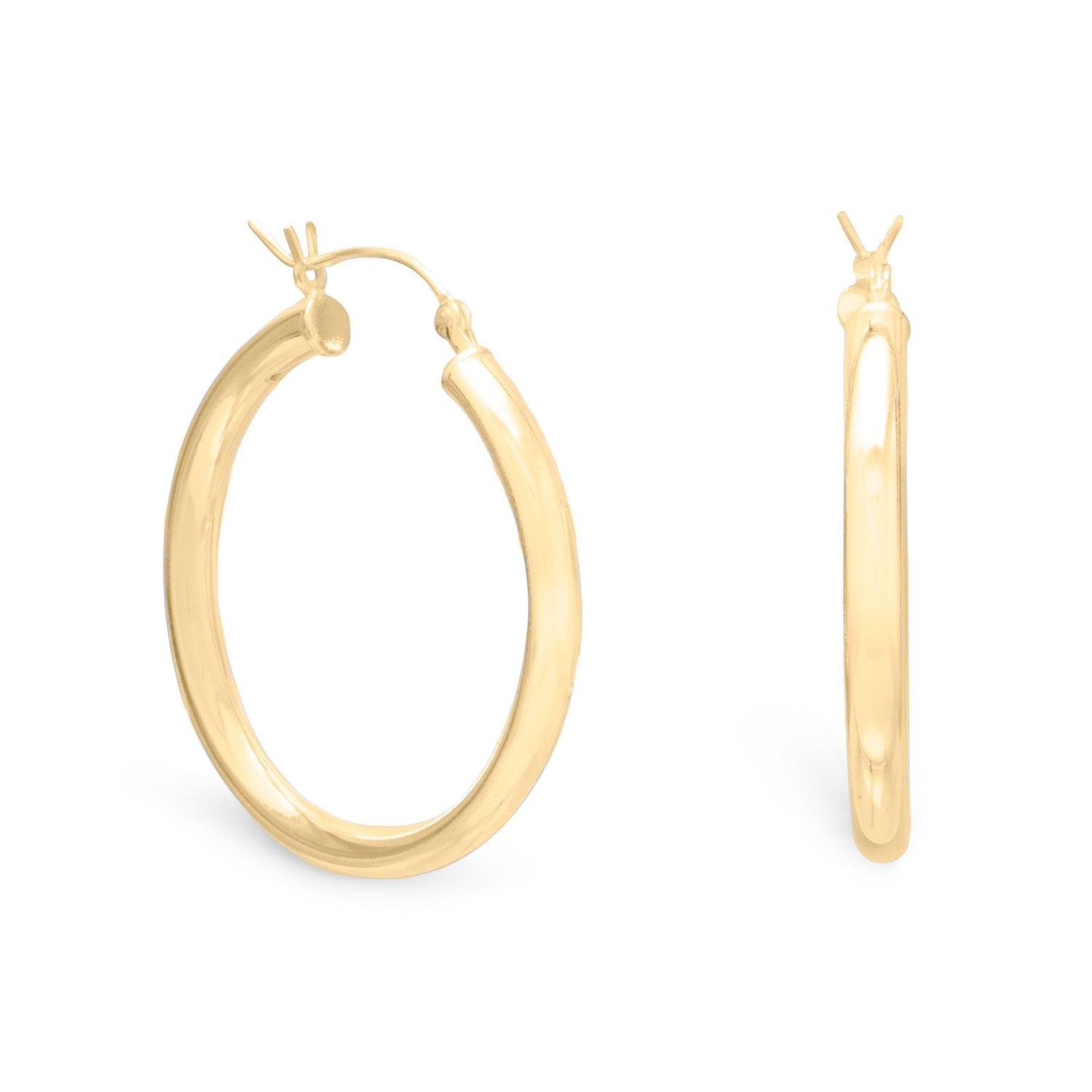 3mm x 30mm Gold Plated Click Hoop - Joyeria Lady
