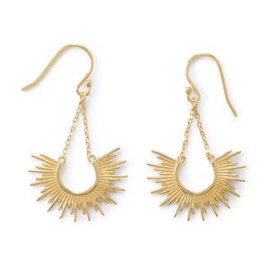 "Shine On!" 14 Karat Gold Plated Sunburst Earrings - Joyeria Lady