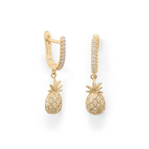 Sweetness! Gold Plated Pineapple Earrings - Joyeria Lady