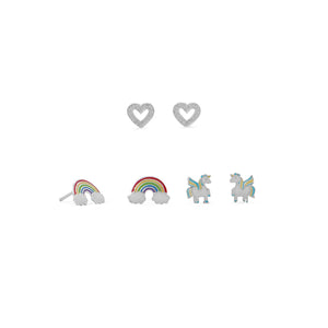 Rainbow, Heart and Unicorn Earring Set - Joyeria Lady