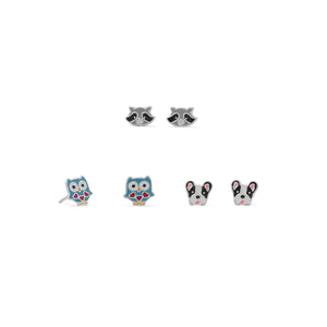 Owl, Raccoon and Dog Earring Set - Joyeria Lady