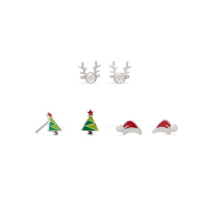 Reindeer, Santa Hat and Tree Earring Set - Joyeria Lady