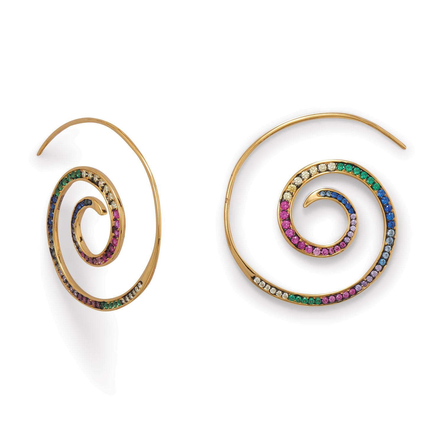 Hypnotic Multi Color CZ Spiral ER - Joyeria Lady