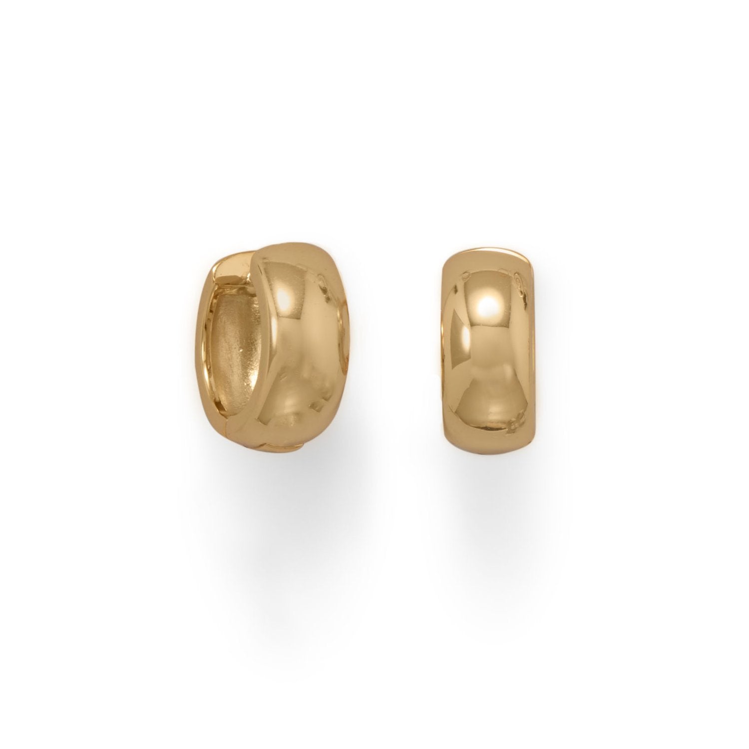 14 Karat Gold Plated Wide Huggie Hoop Earrings - Joyeria Lady