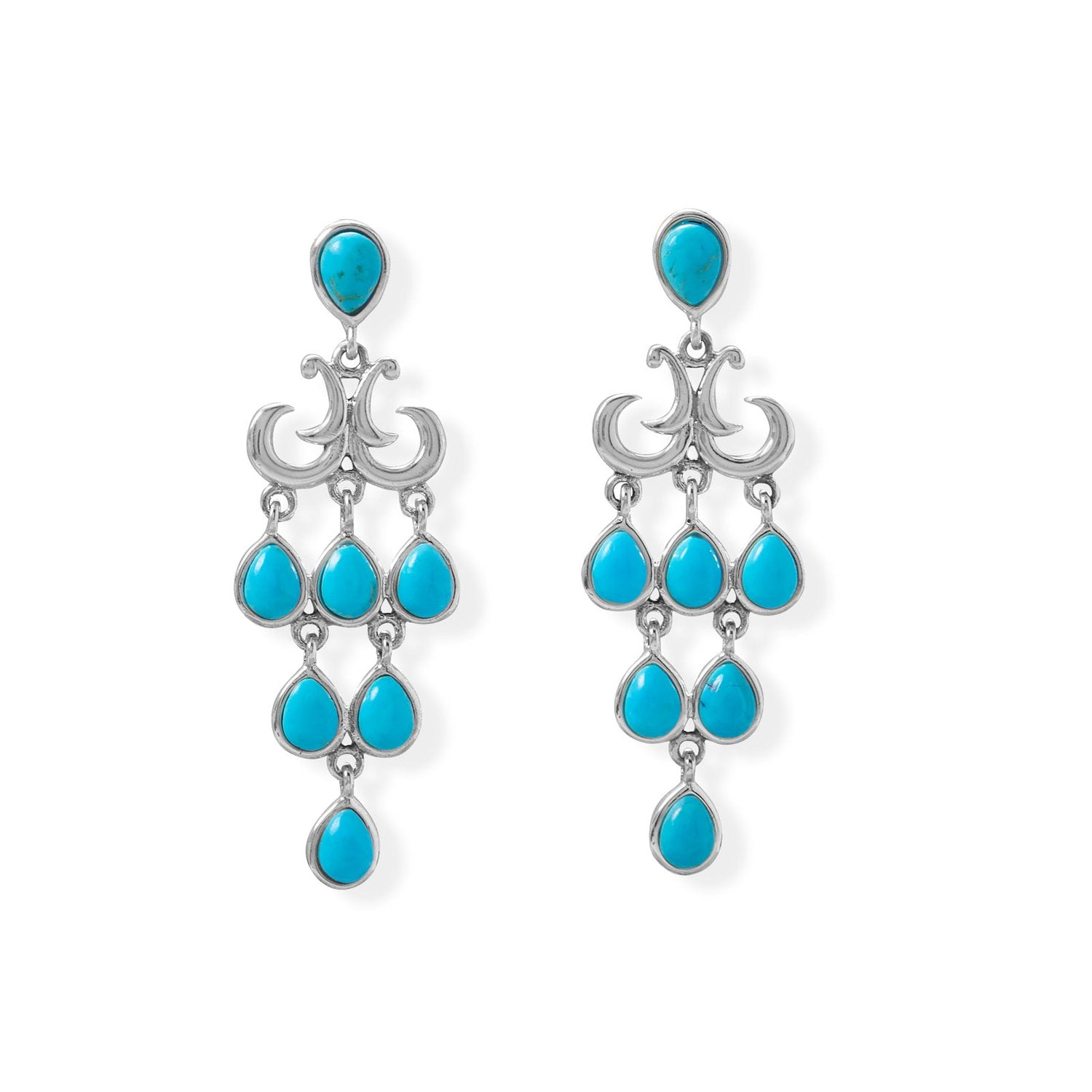 Pear Shaped Reconstituted Turquoise Chandelier Earring - Joyeria Lady