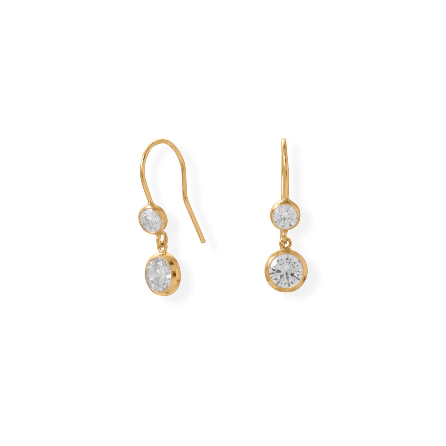 Gold-Filled CZ Drop French Wire Earrings - Joyeria Lady