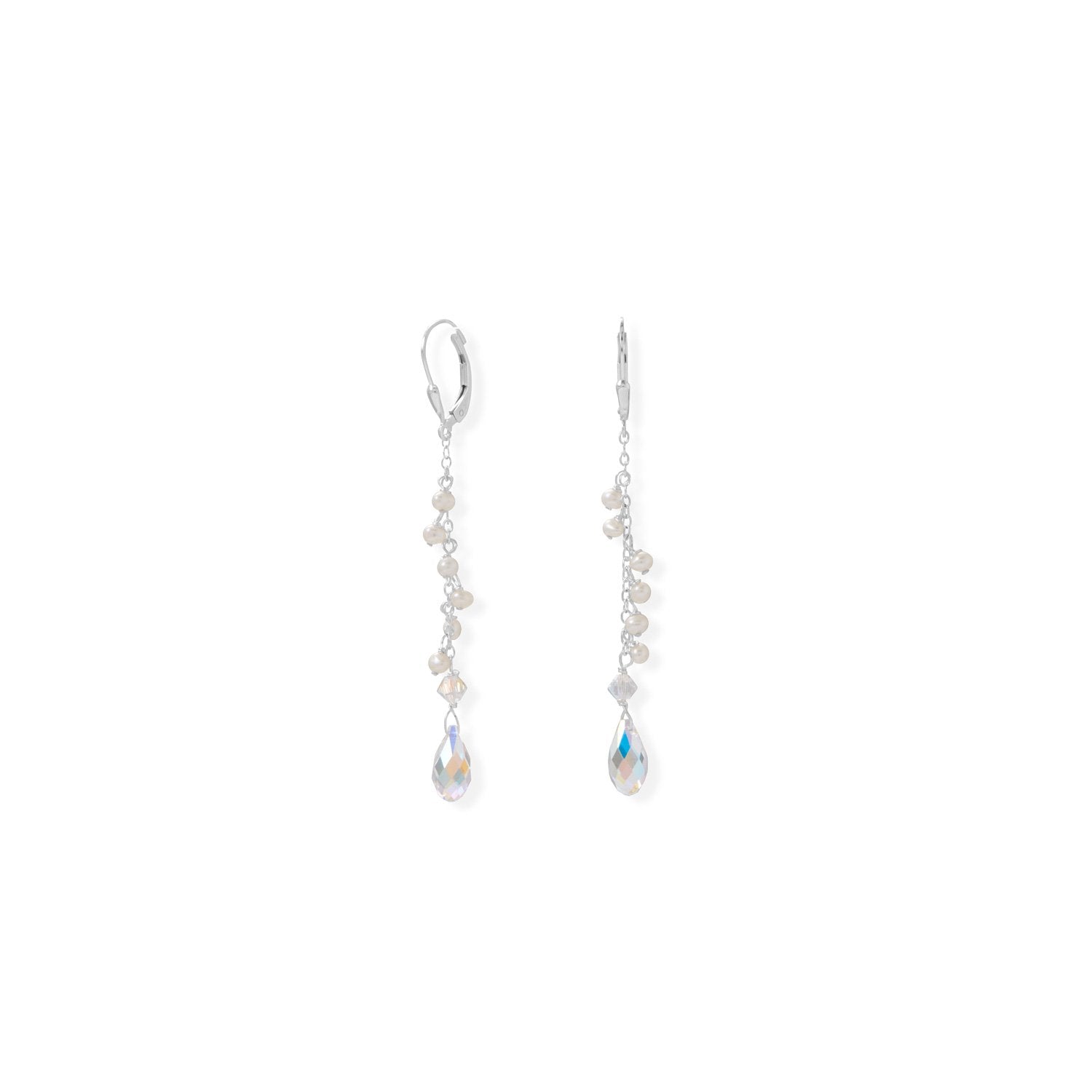 Swarovski Crystal and Cultured Freshwater Pearl Earrings - Joyeria Lady