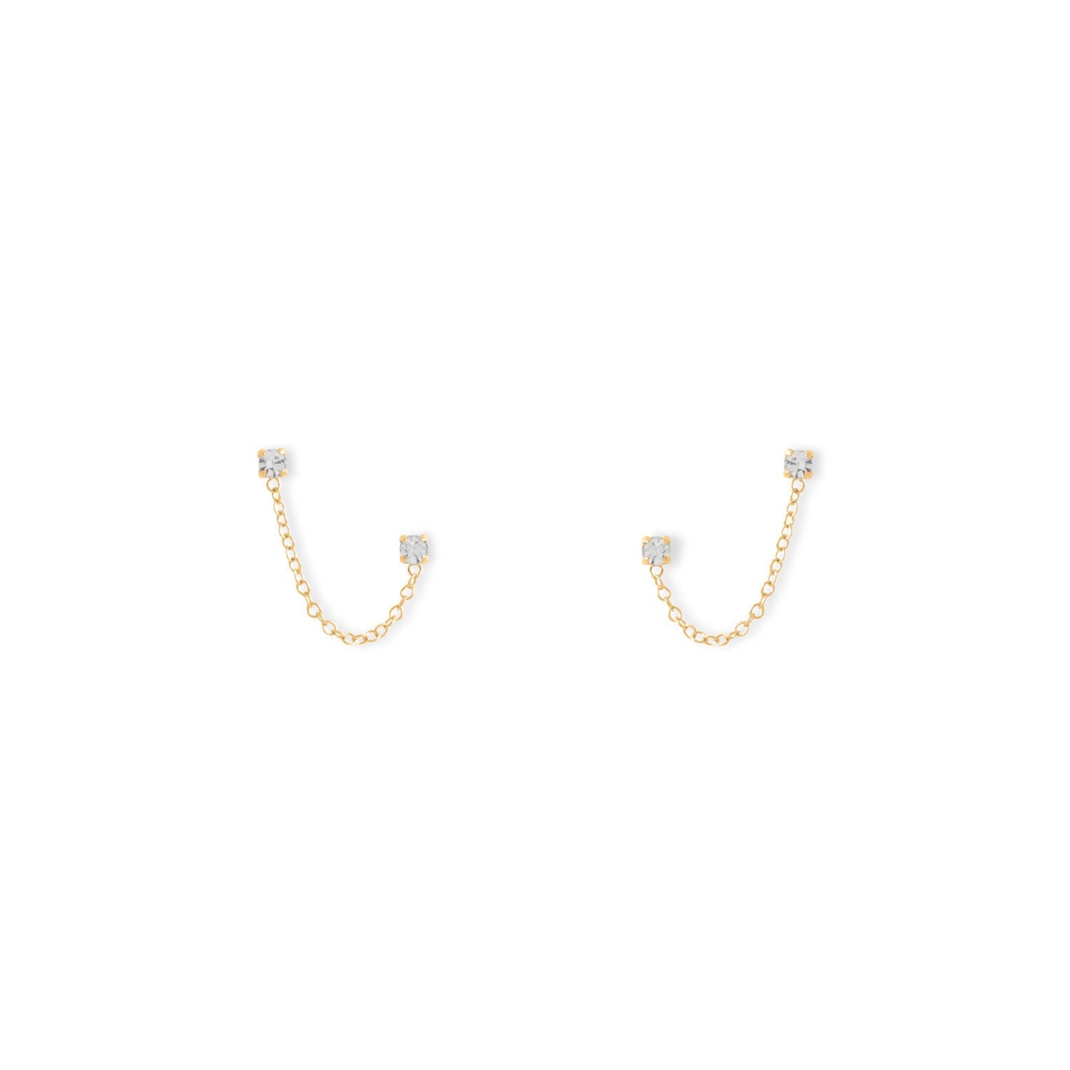 14 Karat Gold Double Post Crystal Earrings - Joyeria Lady
