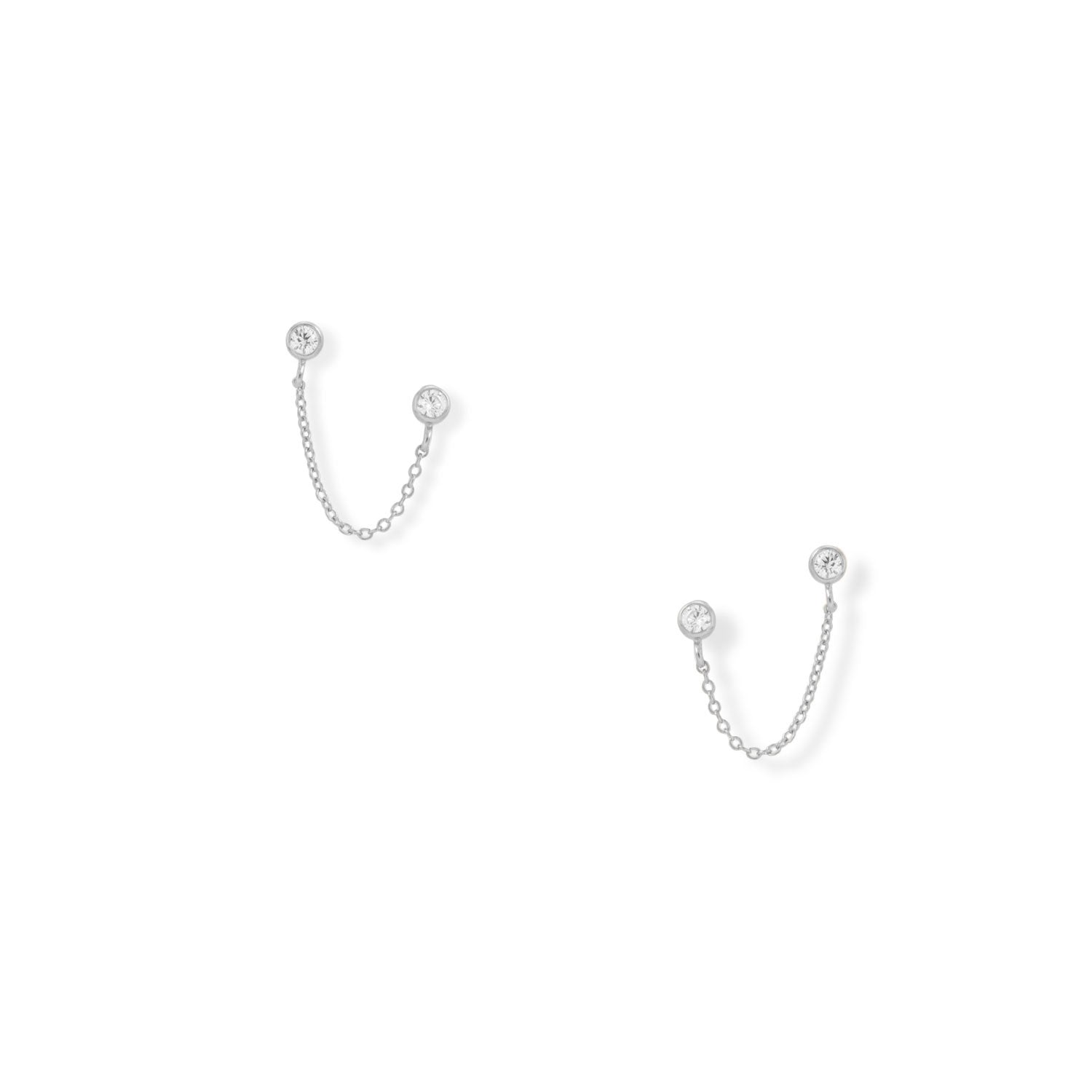 Round CZ Double Post Earrings - Joyeria Lady