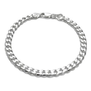 Beautiful Sterling Silver Cuban Link Chain Bracelet in 6mm (Gauge 150) width. Available in 7" and 8" Lengths. - Joyeria Lady