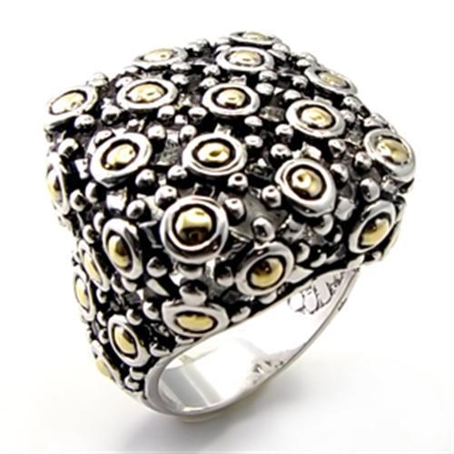 6X022 Reverse Two-Tone Brass Ring with No Stone in No Stone - Joyeria Lady