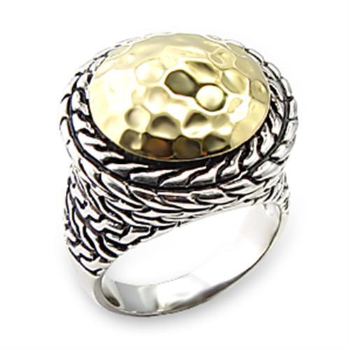 6X084 Reverse Two-Tone Brass Ring with No Stone in No Stone - Joyeria Lady