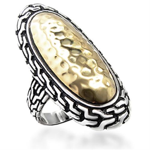 6X085 Reverse Two-Tone Brass Ring with No Stone in No Stone - Joyeria Lady
