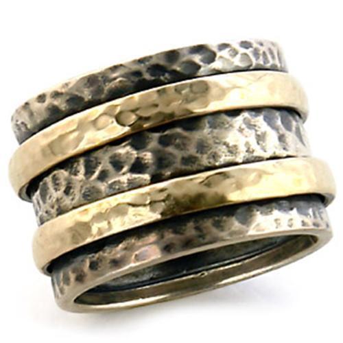 6X093 Matte Gold & Rhodium Brass Ring with No Stone in No Stone - Joyeria Lady
