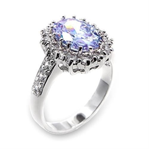 6X114 Rhodium Brass Ring with AAA Grade CZ in Light Amethyst - Joyeria Lady