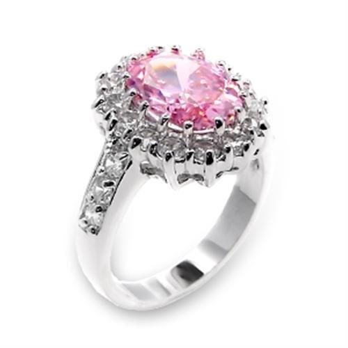 6X204 - High-Polished 925 Sterling Silver Ring with AAA Grade CZ  in Rose - Joyeria Lady