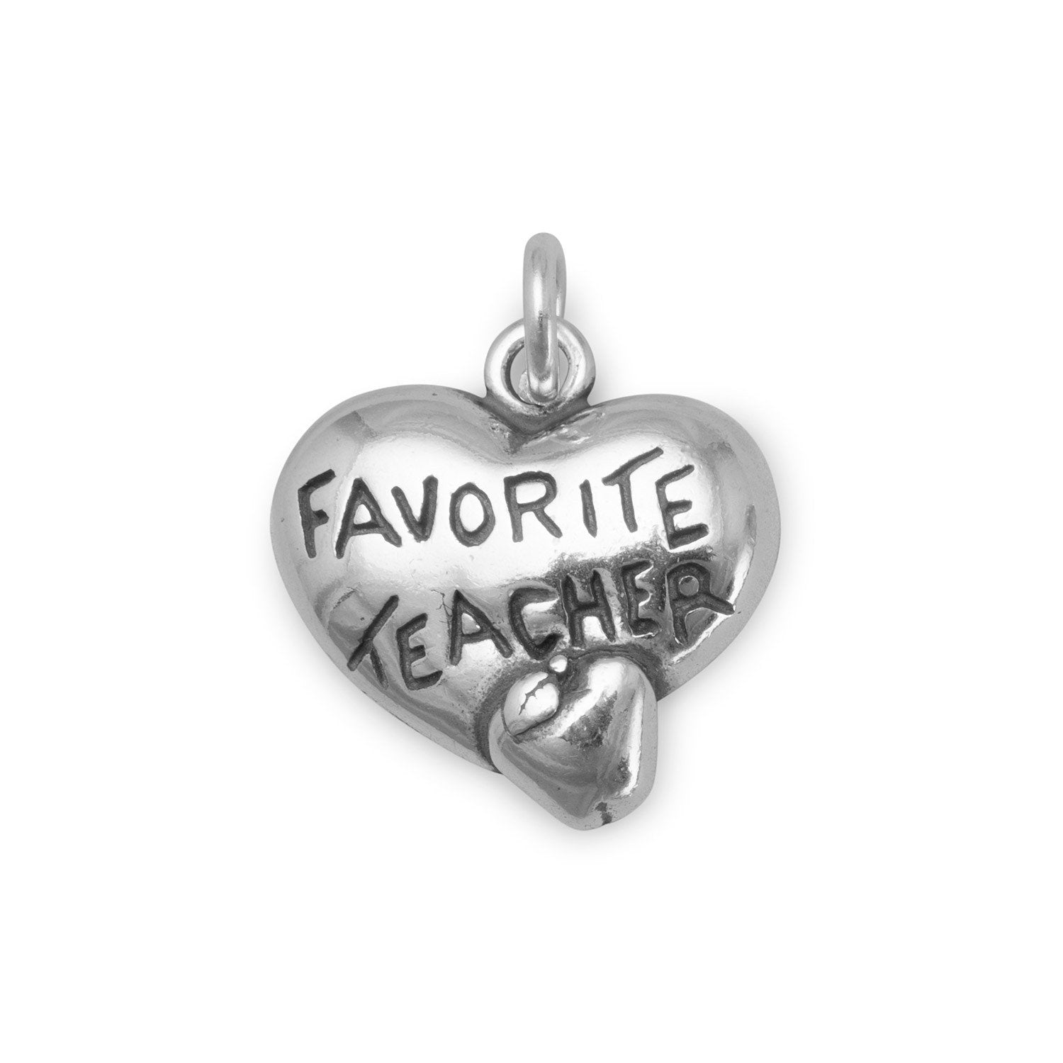 Heart Charm with Favorite Teacher and Apple - Joyeria Lady