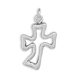 Cut Out Curved Cross Charm - Joyeria Lady