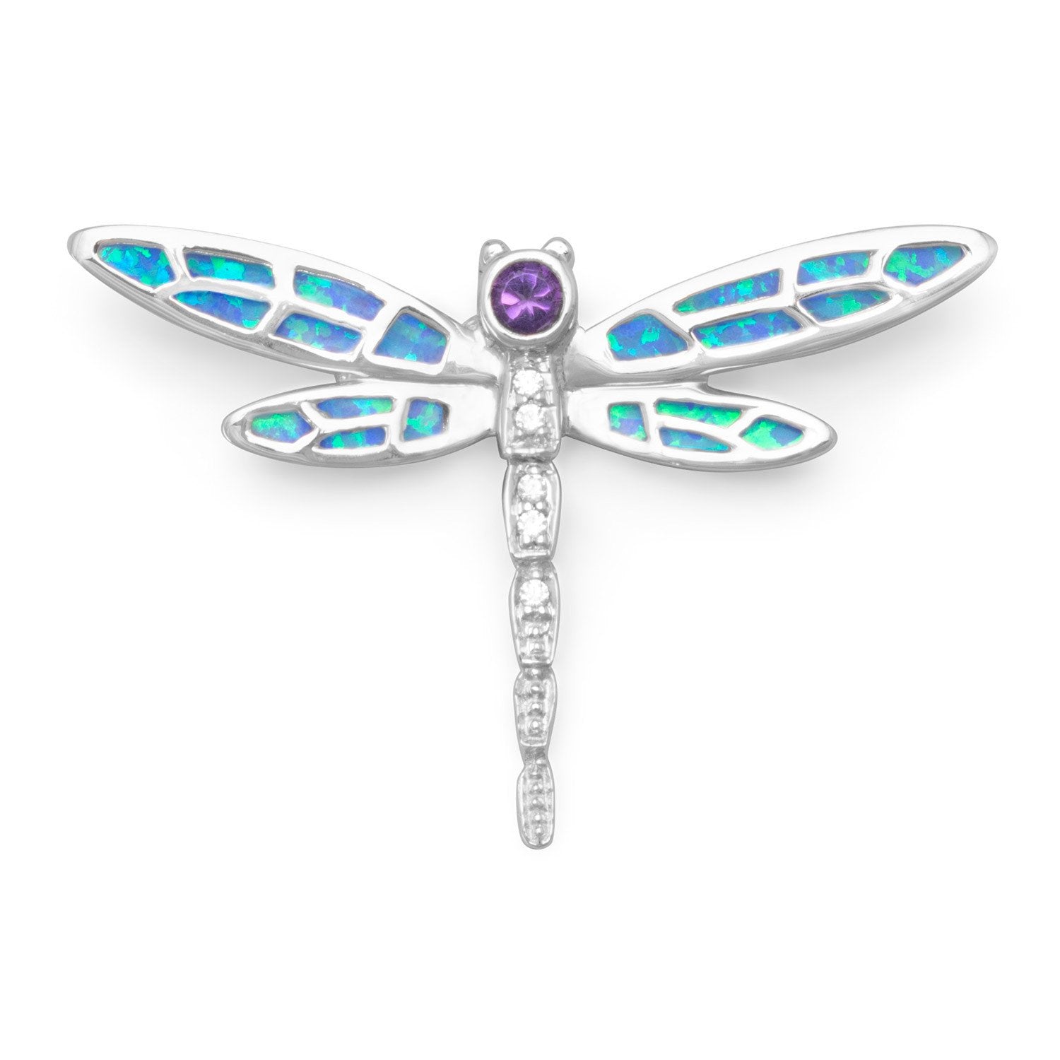 Synthetic Opal and CZ Dragonfly Slide - Joyeria Lady