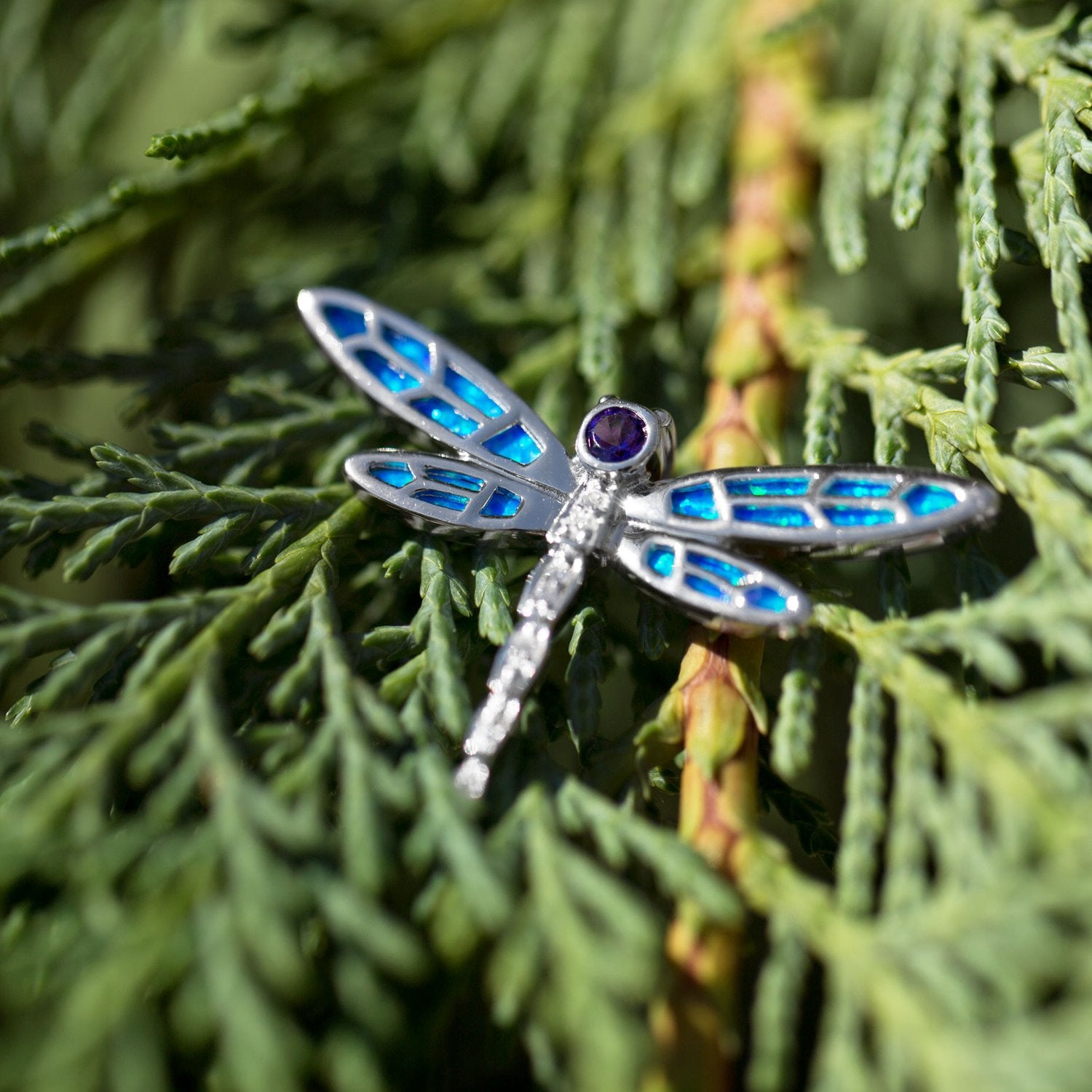 Synthetic Opal and CZ Dragonfly Slide - Joyeria Lady
