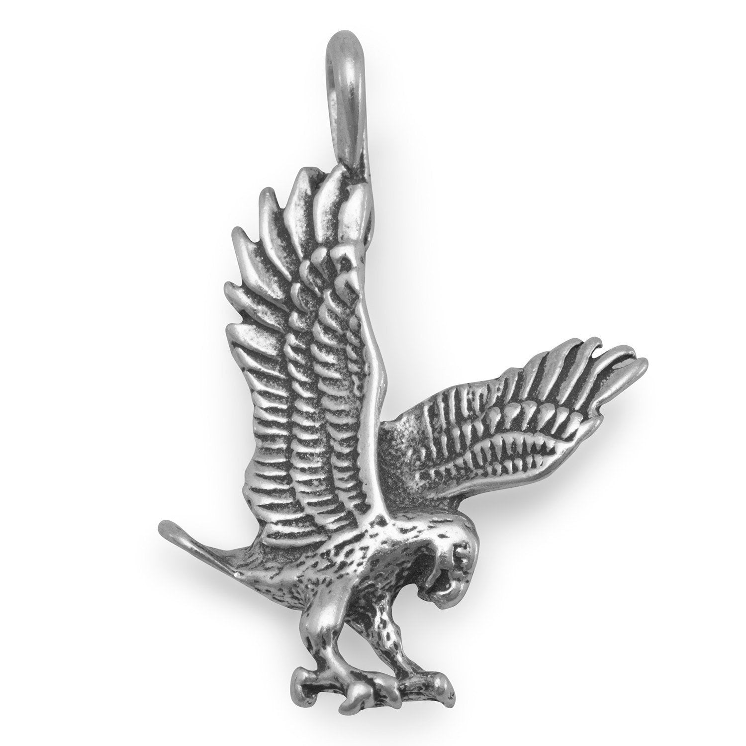 Oxidized Landing Eagle Charm - Joyeria Lady