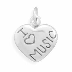 Oxidized "I Love Music" Heart Charm - Joyeria Lady