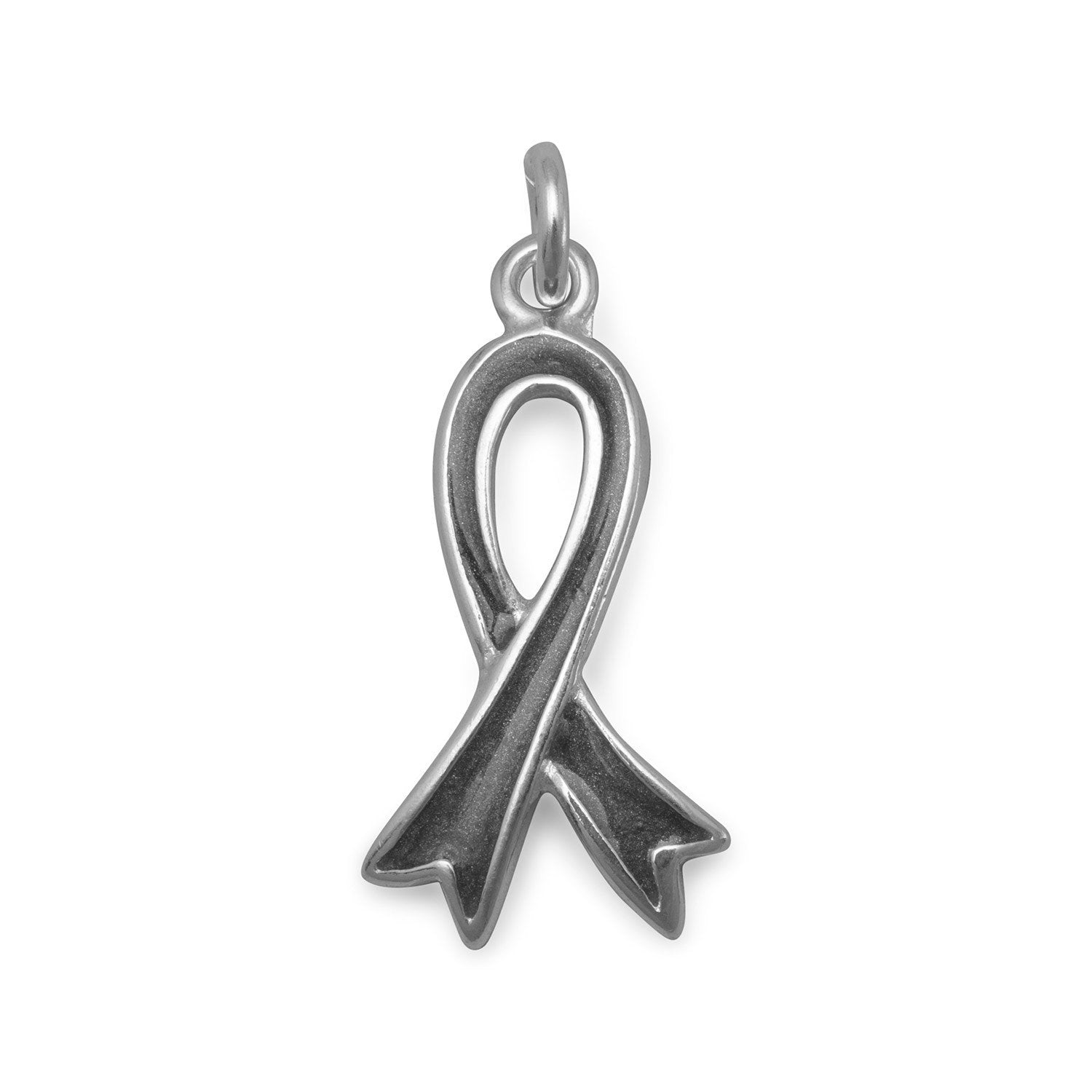 Grey Awareness Ribbon Charm - Joyeria Lady