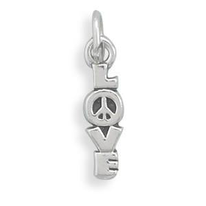 LOVE Charm with Peace Sign - Joyeria Lady