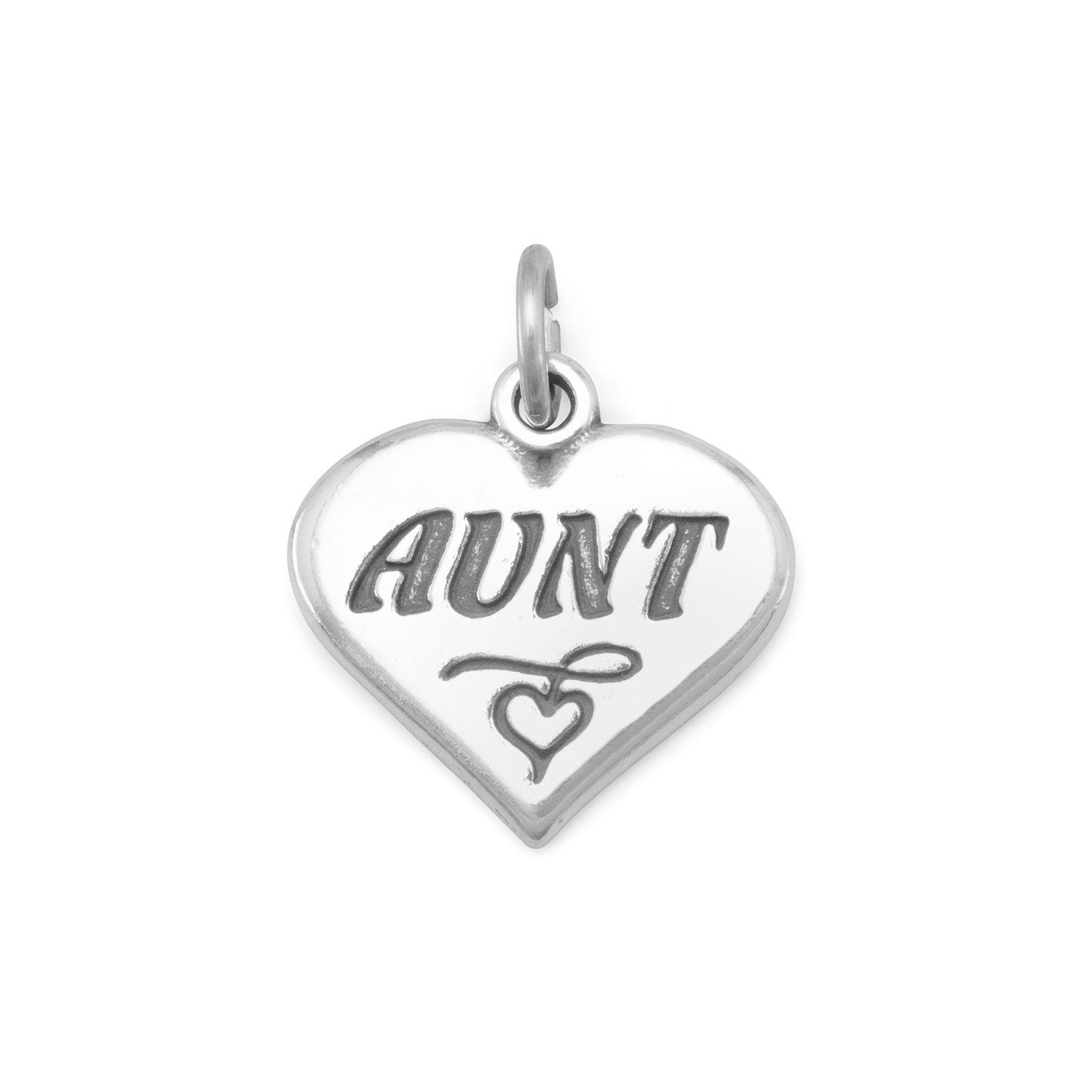 Oxidized Heart Charm with "Aunt" - Joyeria Lady