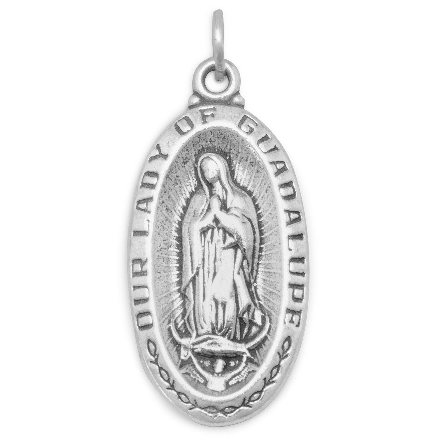 Oxidized "Our Lady of Guadalupe" Medallion Charm - Joyeria Lady
