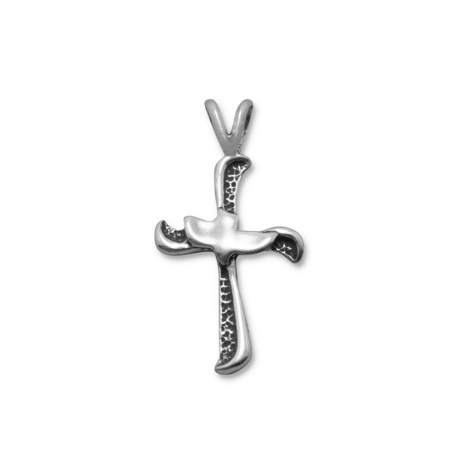 Oxidized Cross with Dove Pendant - Joyeria Lady