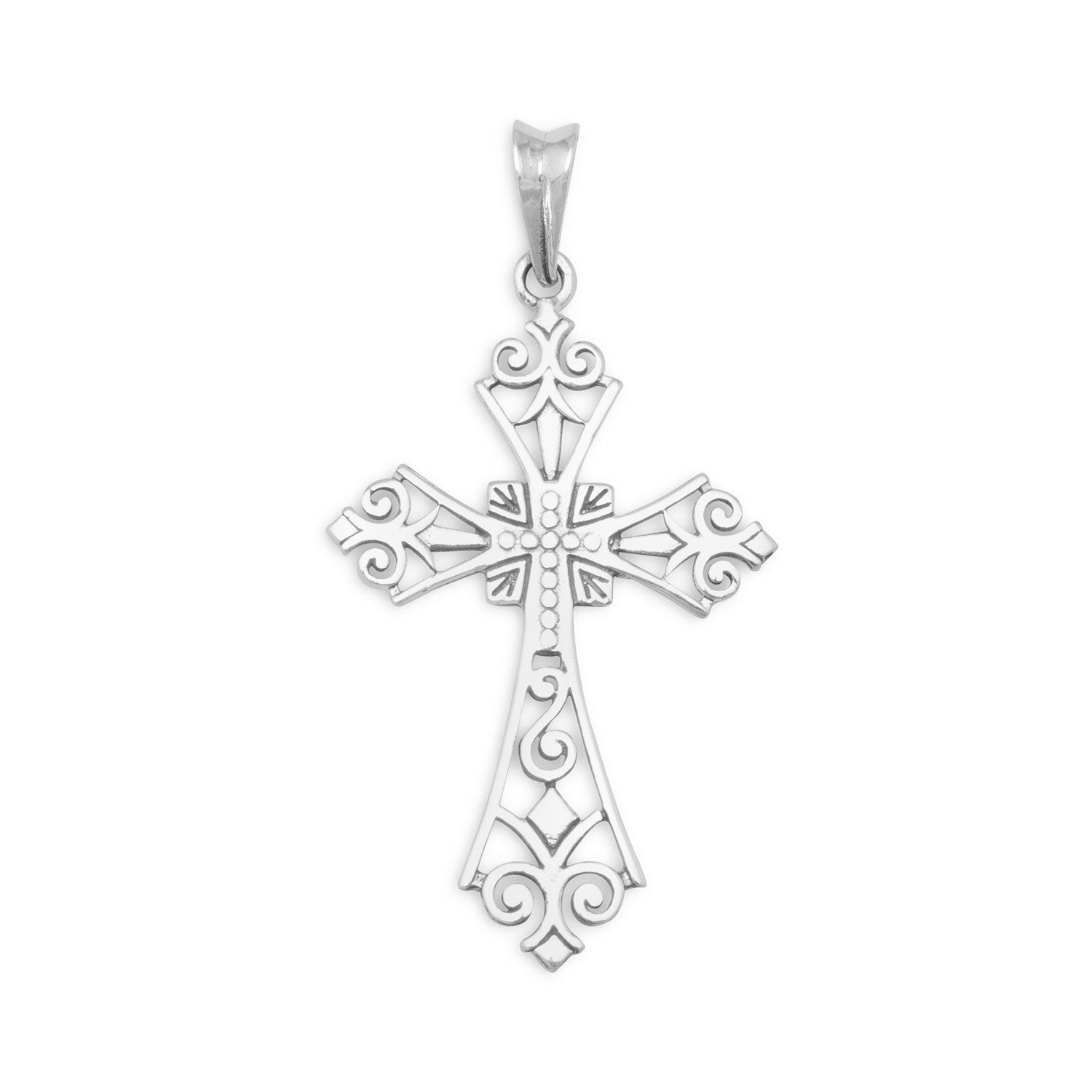 Ornate Oxidized Cross Pendant - Joyeria Lady