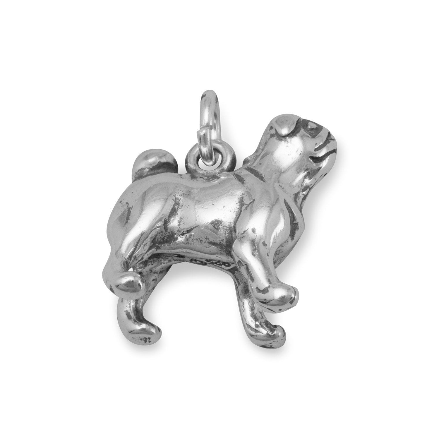 Oxidized Pug Dog Charm - Joyeria Lady