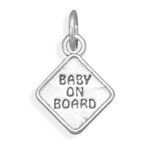 Oxidized "Baby on Board" Charm - Joyeria Lady