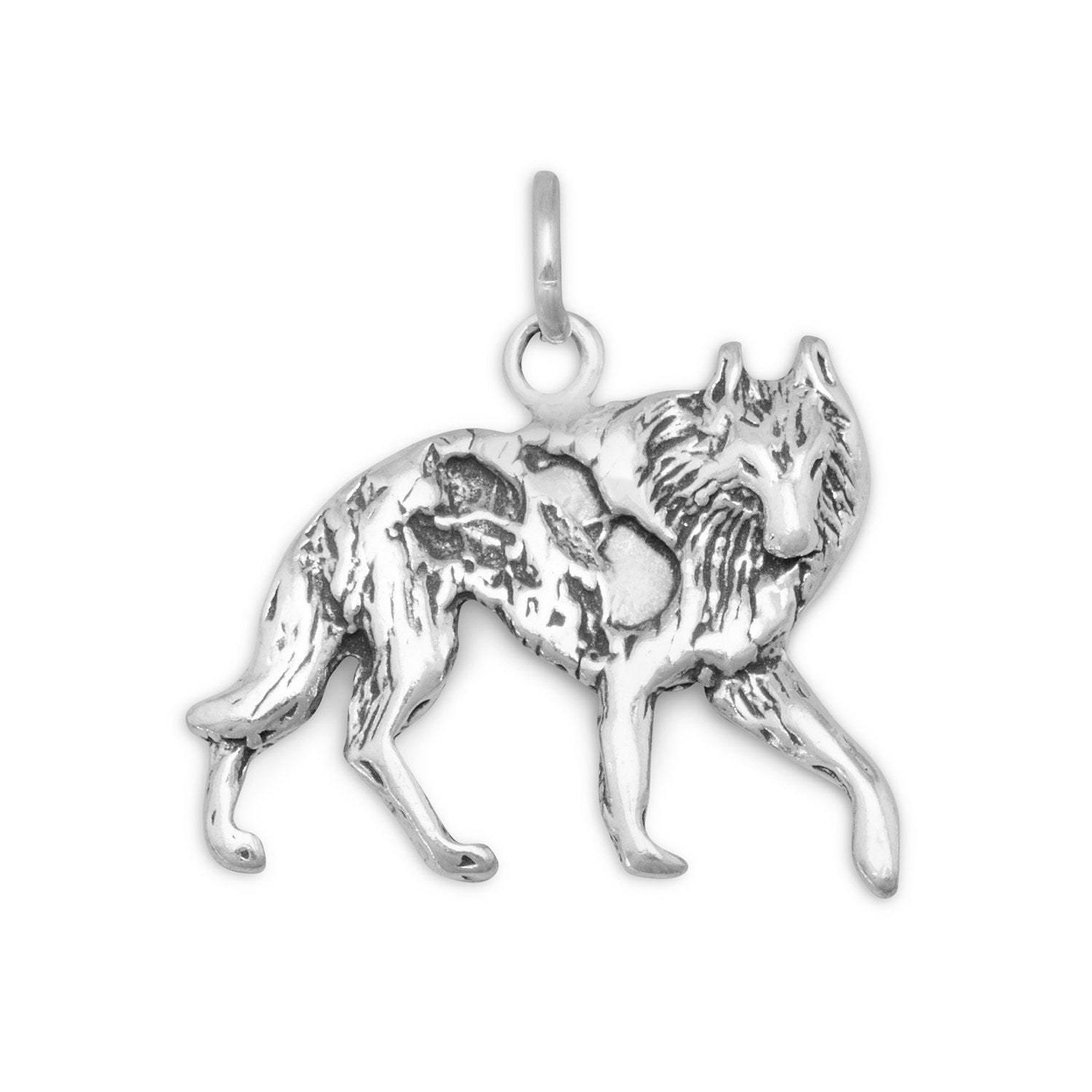 Oxidized Wolf Charm - Joyeria Lady