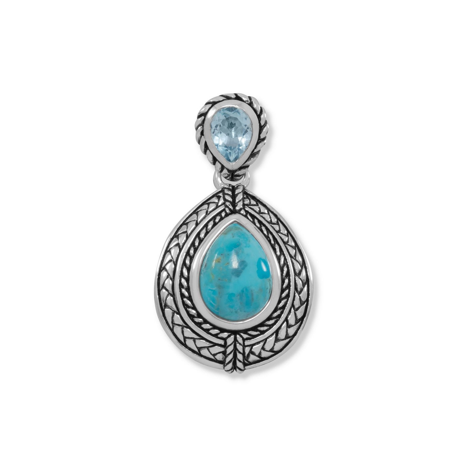 Blue Topaz and Turquoise Pendant - Joyeria Lady