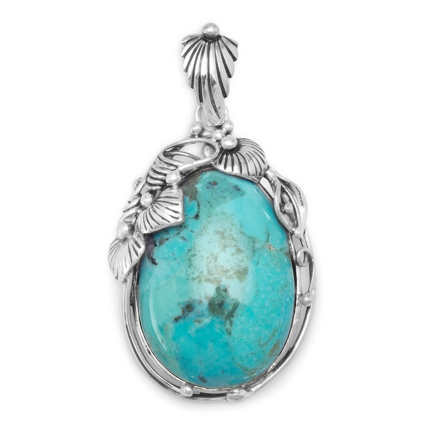 Oval Reconstituted Turquoise Pendant - Joyeria Lady