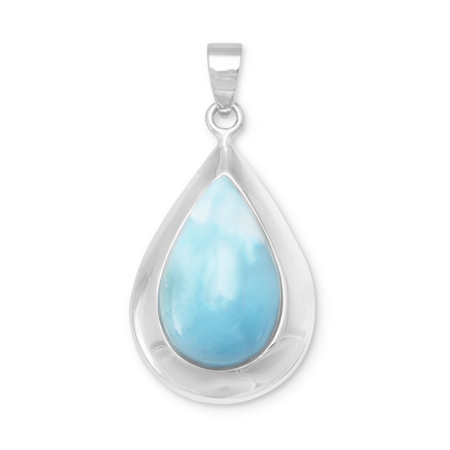 Pear Shape Larimar Pendant - Joyeria Lady