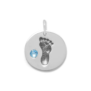 Footprint Charm with Blue Crystal - Joyeria Lady
