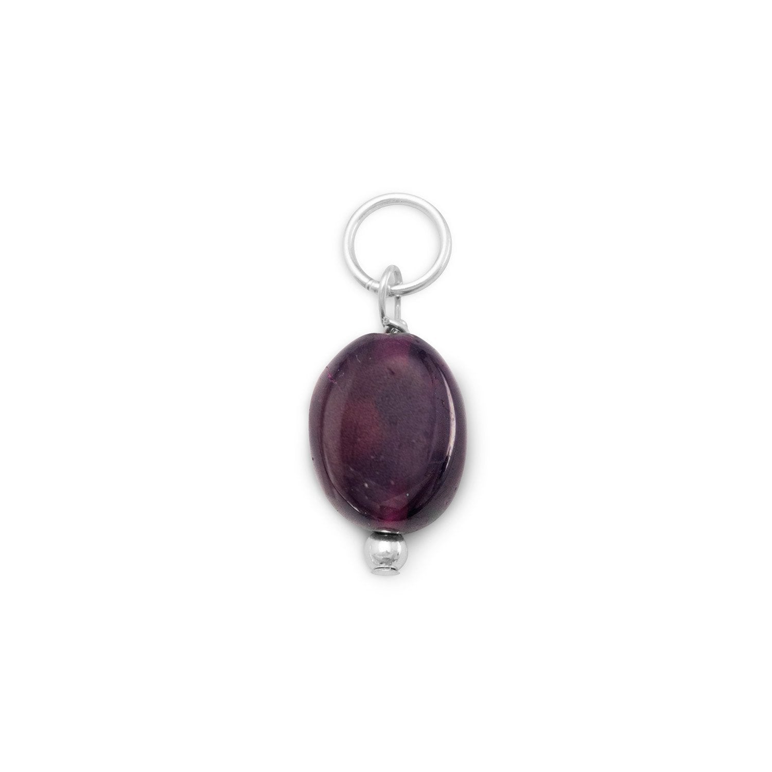 Oval Garnet Charm - January Birthstone - Joyeria Lady
