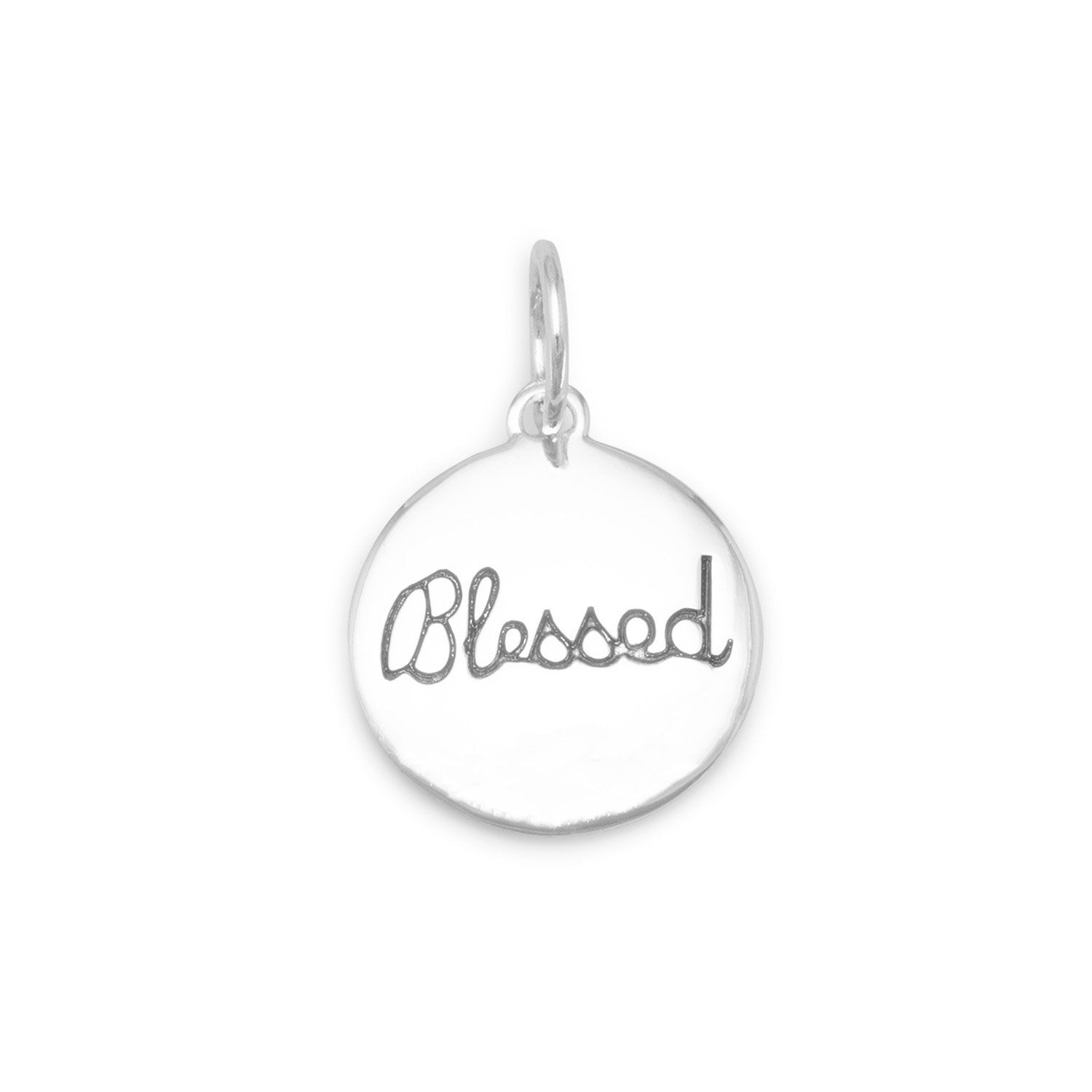 Rhodium Plated "Blessed" Charm - Joyeria Lady