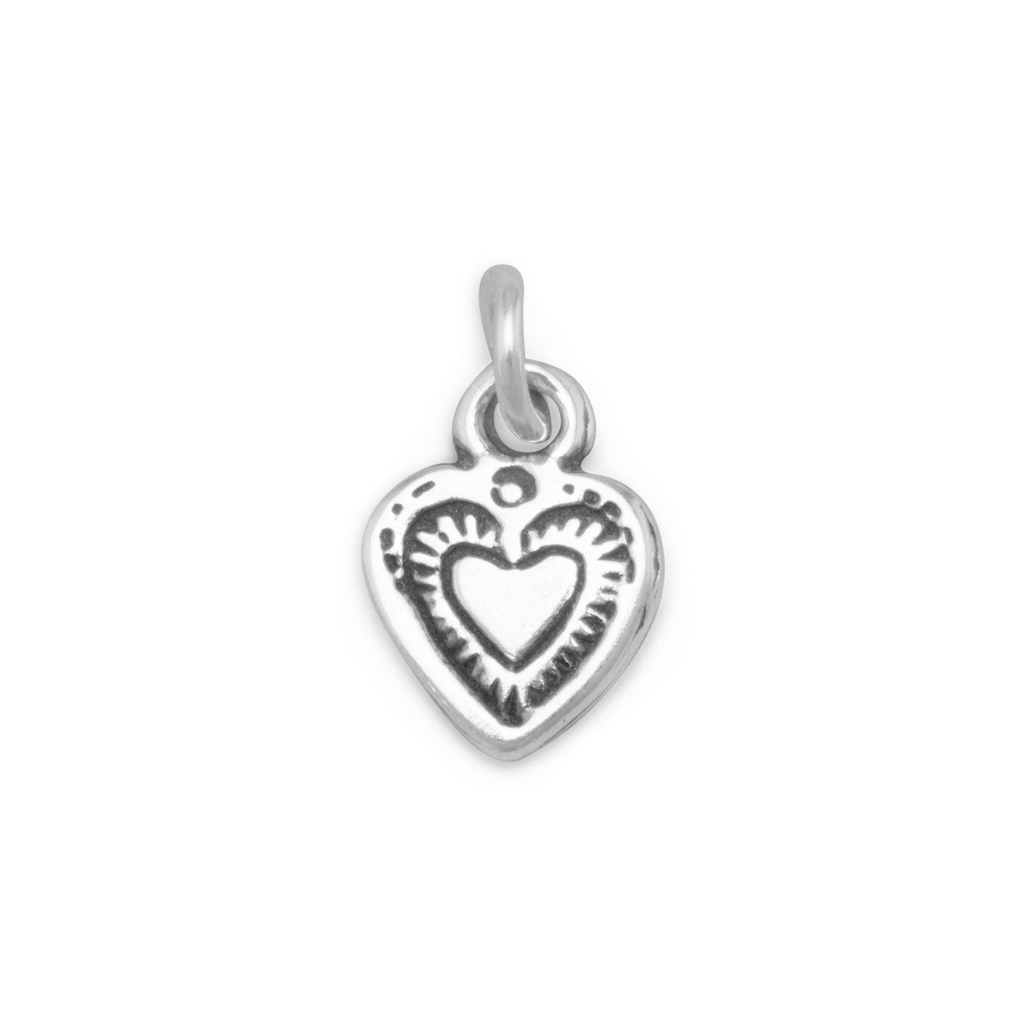 Oxidized Heart Charm - Joyeria Lady