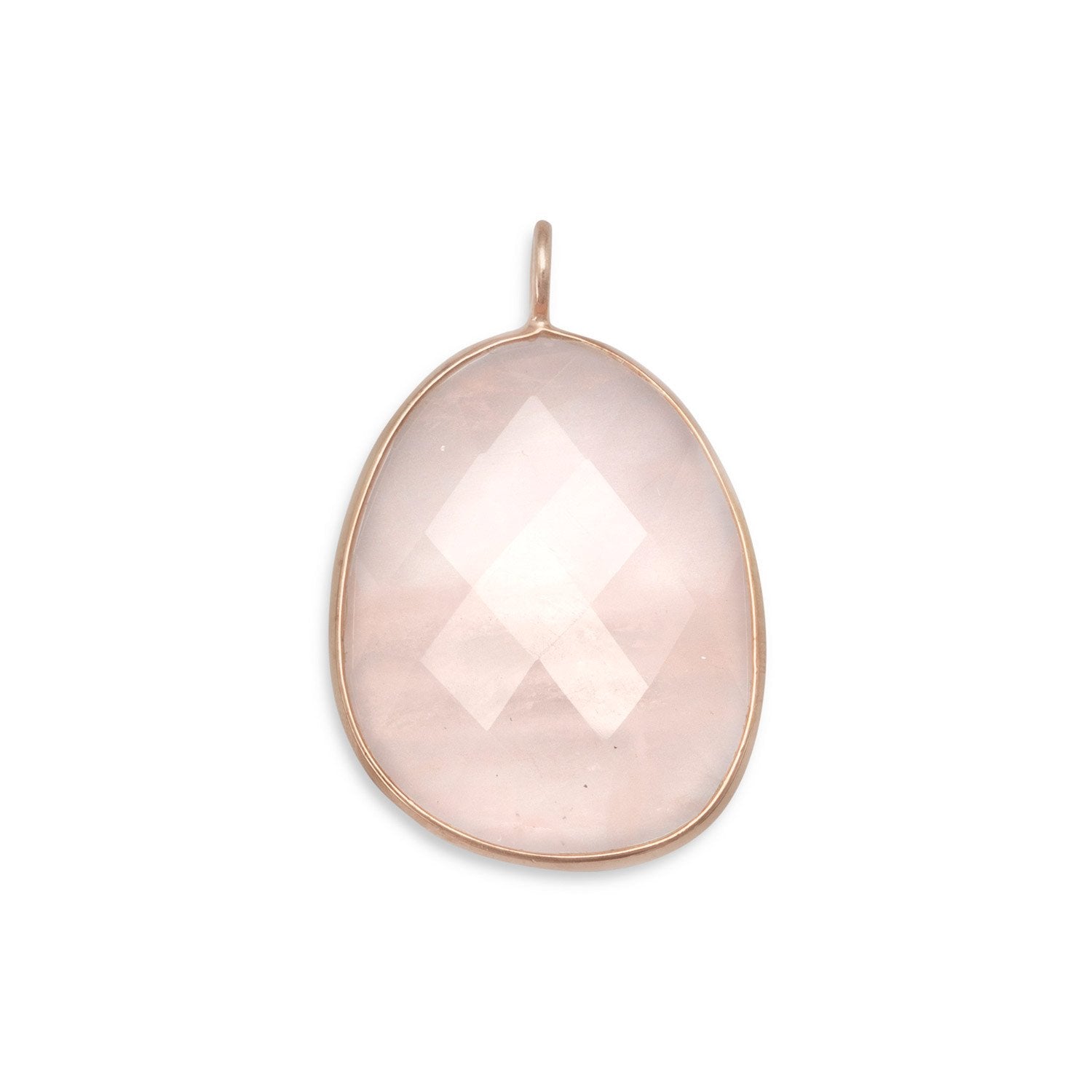 14 Karat Rose Gold Plated Rose Quartz Pendant - Joyeria Lady