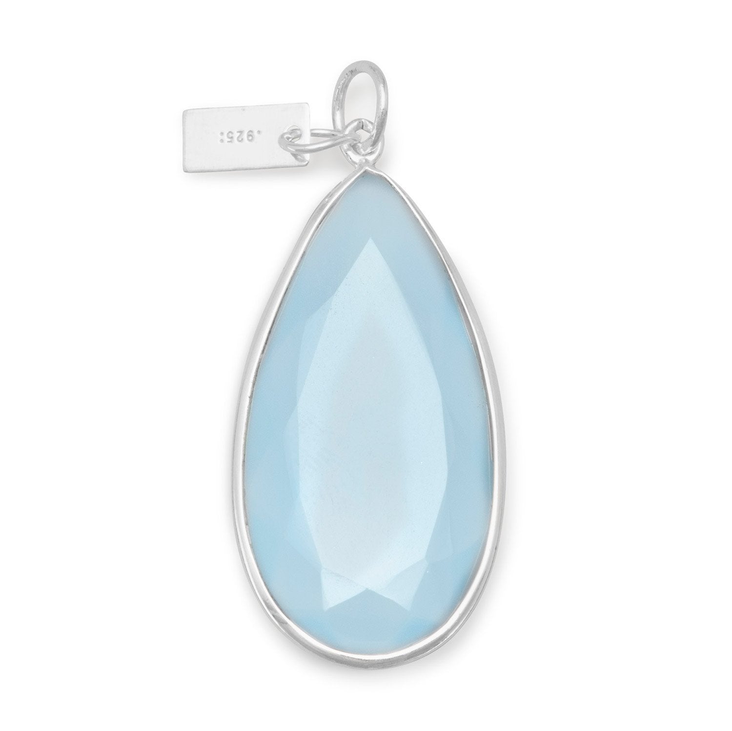 Blue Chalcedony Pear Shape Pendant - Joyeria Lady