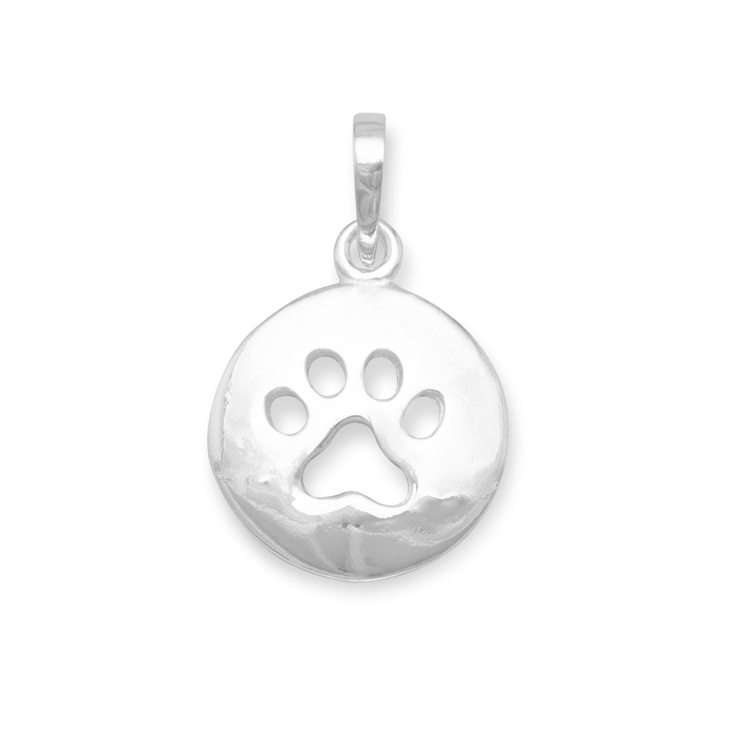 Round Cut Out Paw Print Pendant - Joyeria Lady