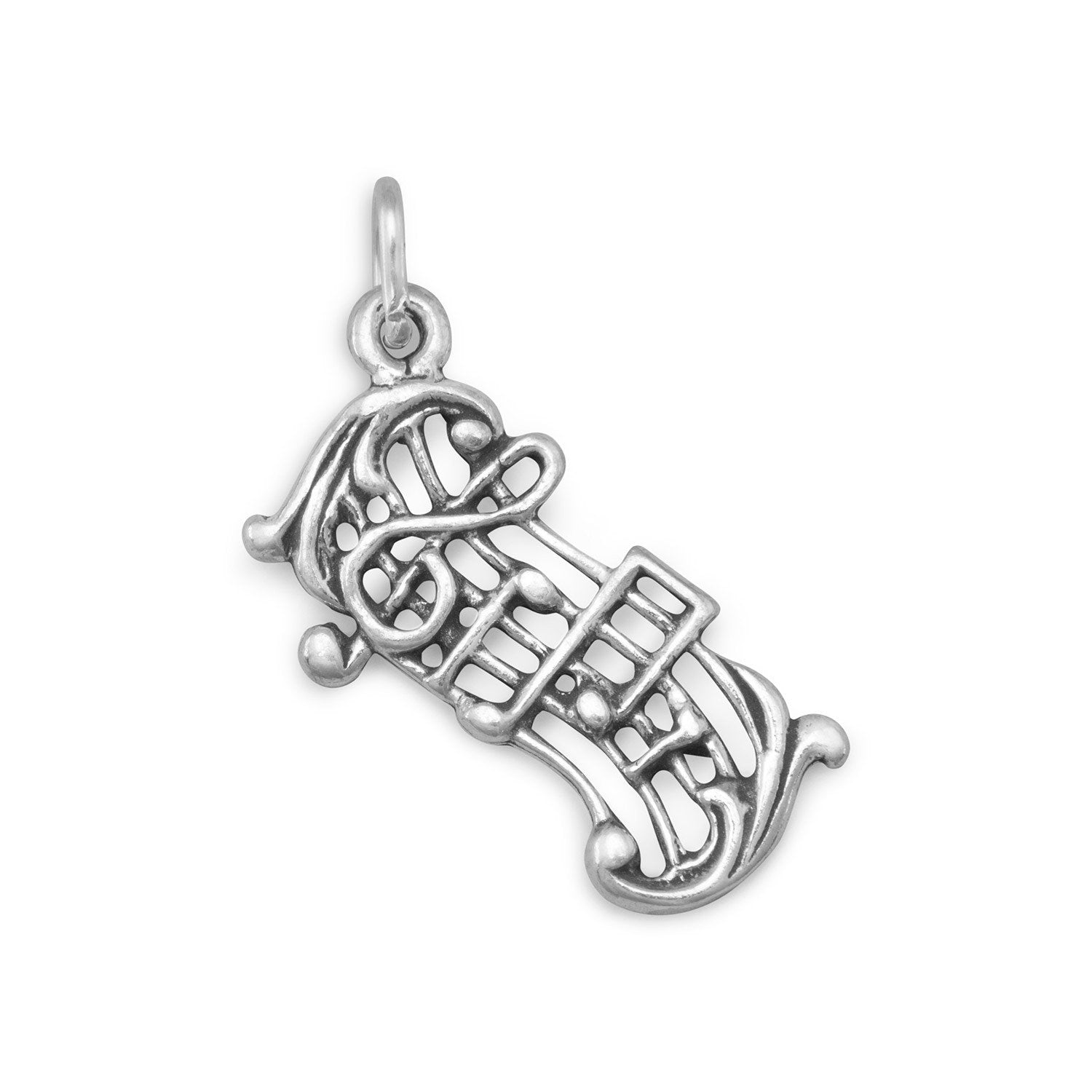 Oxidized Music Staff Charm - Joyeria Lady
