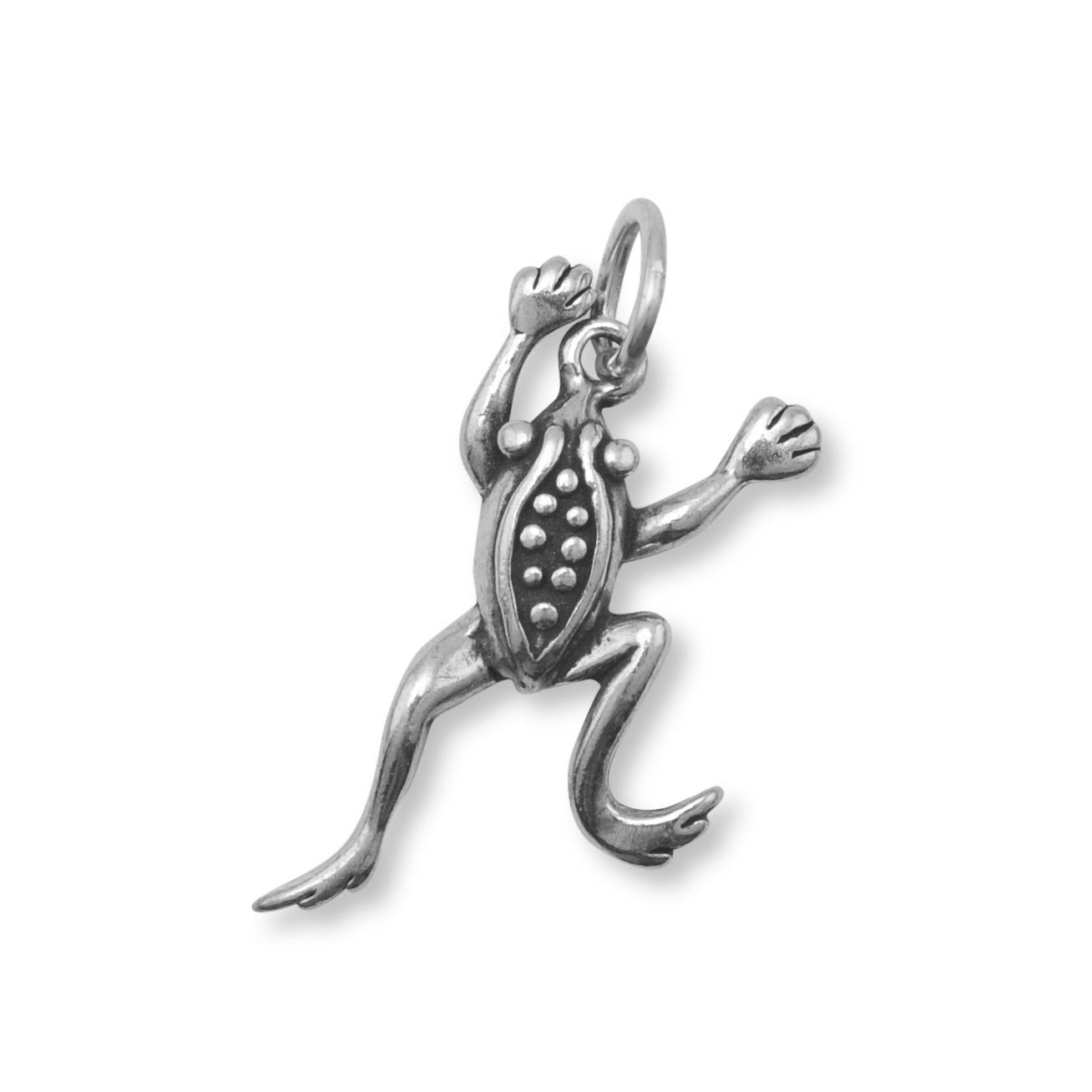 Oxidized Leaping Frog Charm - Joyeria Lady